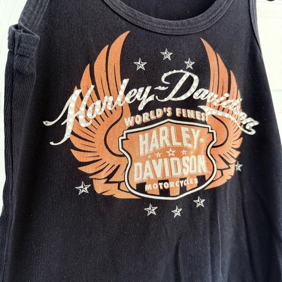 HARLEY DAVIDSON Rhinestone Classic Black Ribbed Tank L - Picture 4 of 8